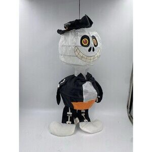 Gemmy Vintage 22" Silly Face Skeleton Windsock Hanging Collabsible Halloween